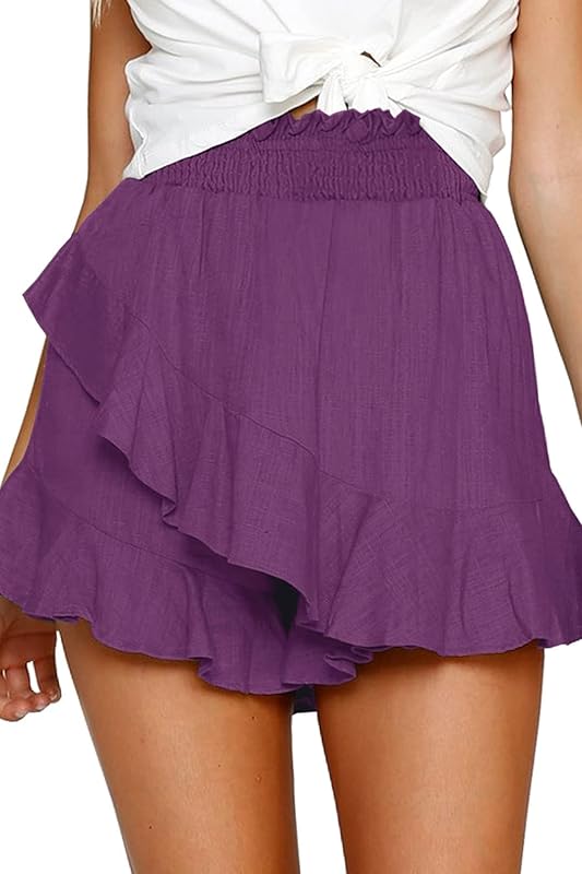 FRTROIN Skorts Skirts for Women Fashion Mini Wrap Skirt Flowy Linen Cotton High Waisted Shorts for Summer