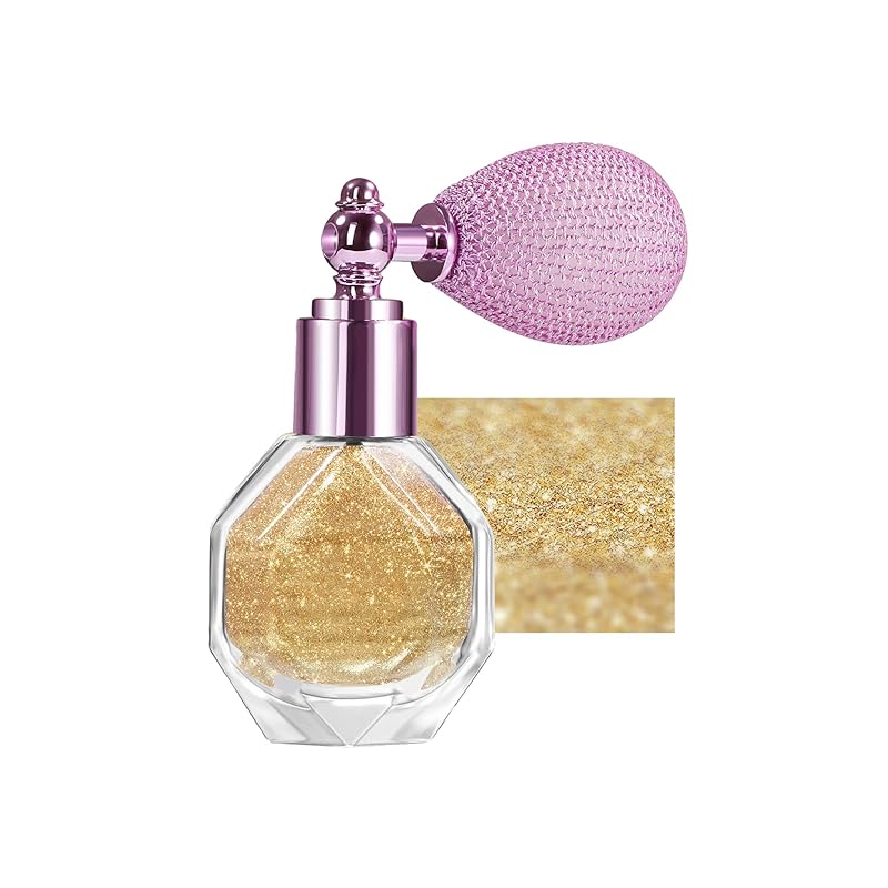 Shimmering Highlighter Powder Spray, Sparkle Powder High Gloss Spray for Face Body & Hair, Long-lasting Glitter Waterproof Face Highlighter Spray for Women Party or Daily Wear, #02