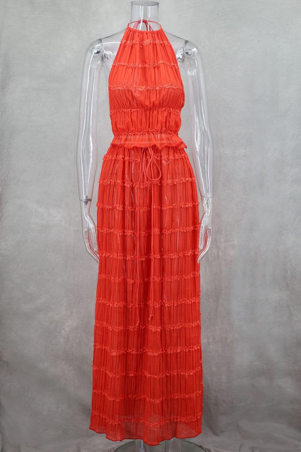 Unybwonn Maxi Skirt Set Summer Two Piece Outfits Backless Backless Halter Top Pleated Flowy Long Skirts Y2k Beach Set