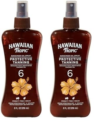 Hawaiian Tropic Island Tanning Oil Spray Sunscreen SPF 6, 8oz | Tanning Sunscreen, Moisturizing Body Oil, Oxybenzone Free, 8oz