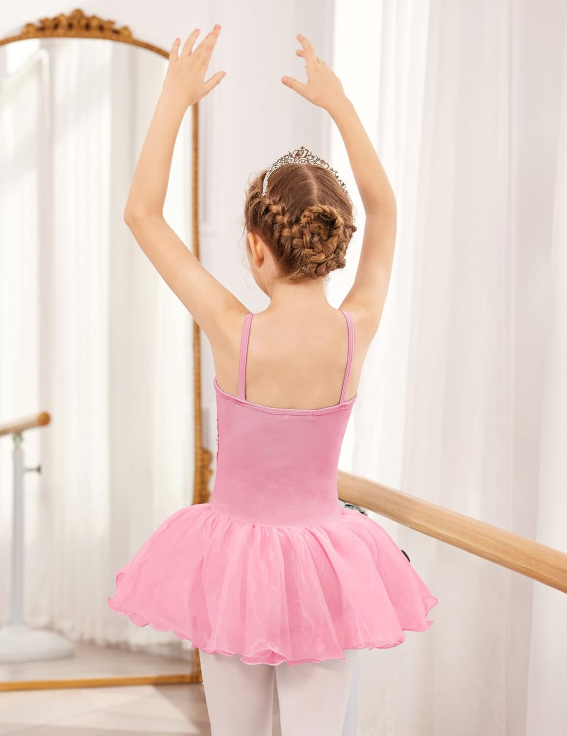 Zaclotre Little Girls Sequin Leotard Sparkly Strap Ballet Leotards Tutu Dress Ballerina Outfit Dance Costume for Kids