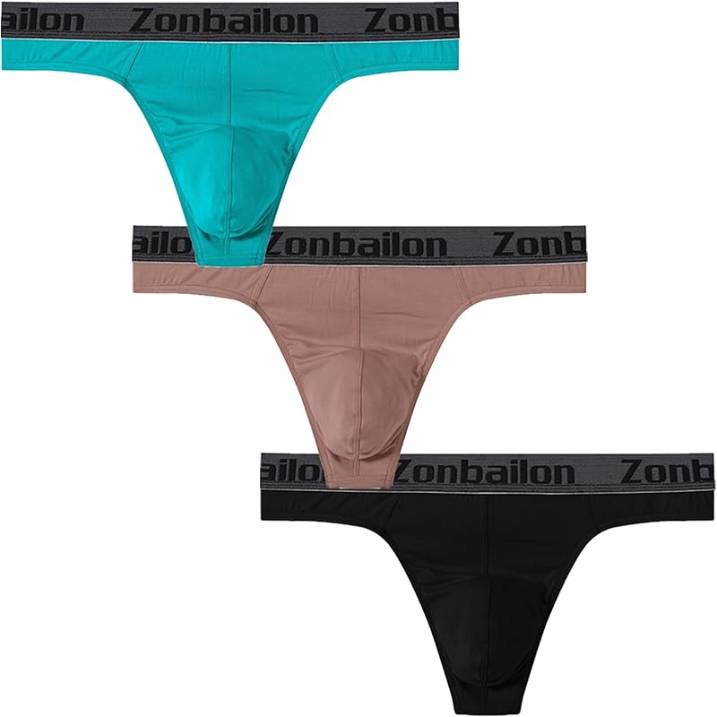 JINSHI Men's Bamboo Viscose Thong Sexy T-back Mens Underwear Low Rise Stretch Tagless Underwear Multi M L XL XXL