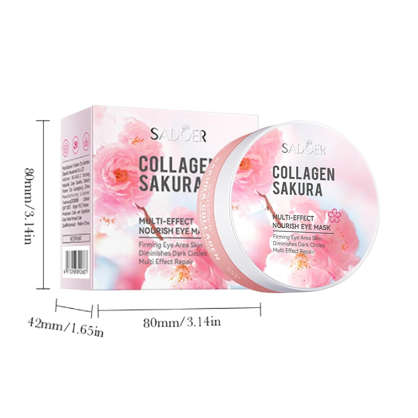 Sakura Eye Masks, 30 Pairs Collagen Gel Under Eye Patches, Crystal Eye Masks Reduce Wrinkles and Dark Circles, Moisturizing & Anti-Aging Reducing Eye Wrinkles Skincare