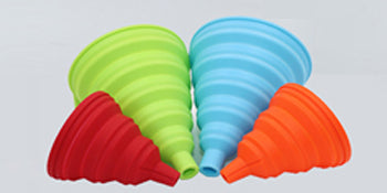 KongNai Kitchen Funnel Set 4 Pack, Small and Large, Kitchen Gadgets Accessories Foldable Silicone Collapsible Funnels for Filling Water Bottle Liquid Transfer Food Grade