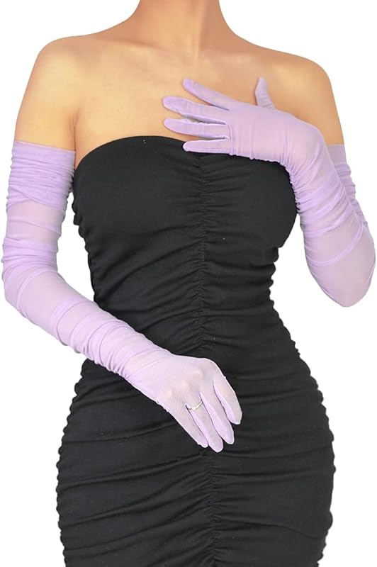 Women's Sexy Sheer Gloves Mesh Tulle Super Long Gloves Opera Christmas Costume Party Dance Glove