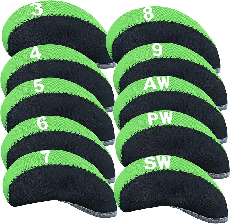 Golf Club Covers Set for Irons Neoprene Iron Head Cover Club Protector 10Pcs with/Without Top Window Accessories for Men Women