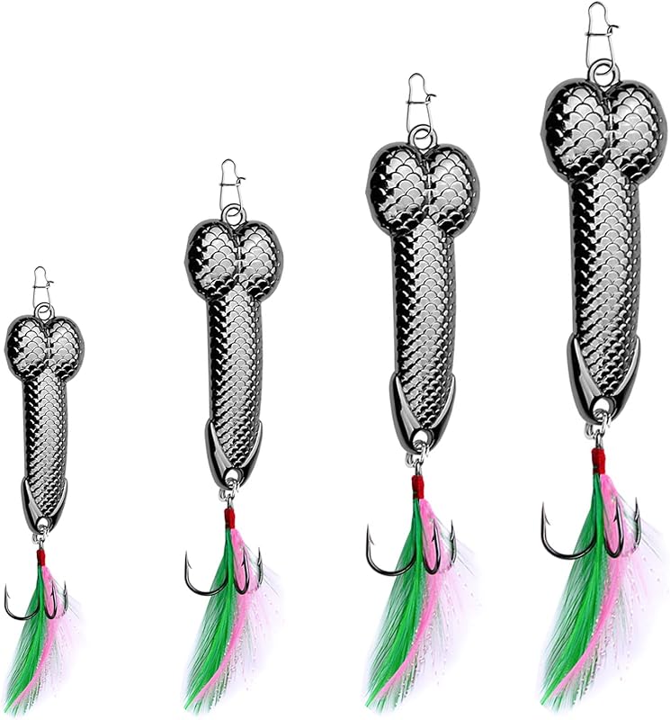 Fishing Lures Gag Gift for Men, White Elephant Gift Father's Day Angler Fishermen Metal Luminous Long Casting Sequin Spoons Lures for Bass
