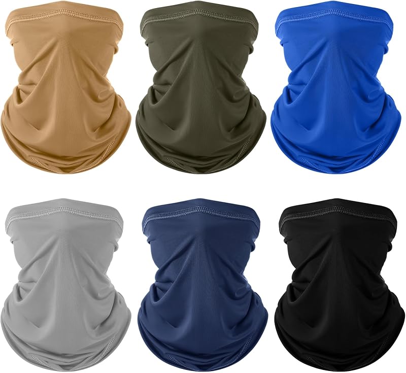 Geyoga 6 Pieces Summer UV Protection Cooling Neck Gaiter Face Clothing Neck Gaiter Mask Scarf Sunscreen Breathable Bandana