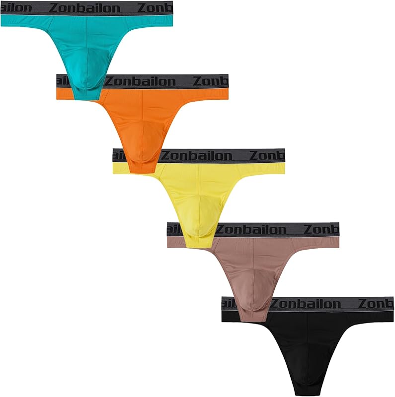JINSHI Men's Bamboo Viscose Thong Sexy T-back Mens Underwear Low Rise Stretch Tagless Underwear Multi M L XL XXL