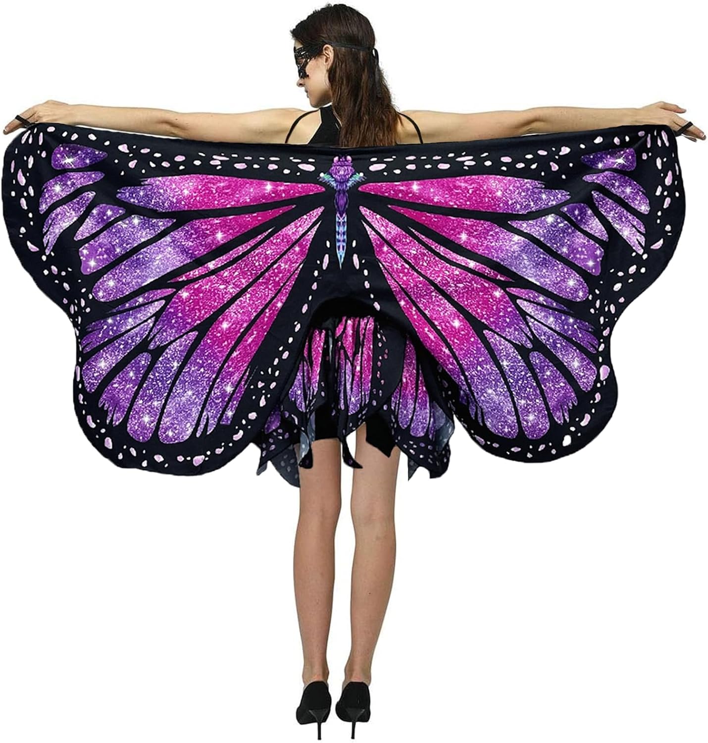 Butterfly Costumes for Women - Double-Sided Printing Butterfly Wings Cape with Skirt for Adults Halloween Costumes