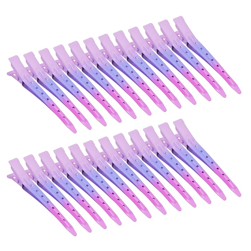 24 Packs Duck Bill Clips, Bantoye 3.5 Inches Rustproof Metal Alligator Curl Clips with Holes for Hair Styling, Hair Coloring, Silver