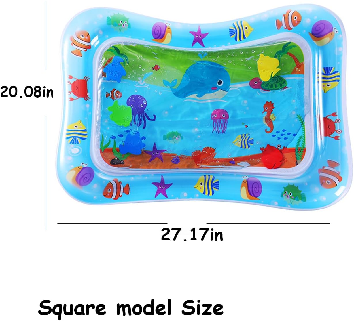 Pet Water Bed, Thickened Water Sensory Play Mat for Cats Dog, Waterbed Toy with Fish, Washable Inflatable Playmat, Puncture Proof Cooling Mat for Pet, Feel Cool Comfort (Large Round Model C)