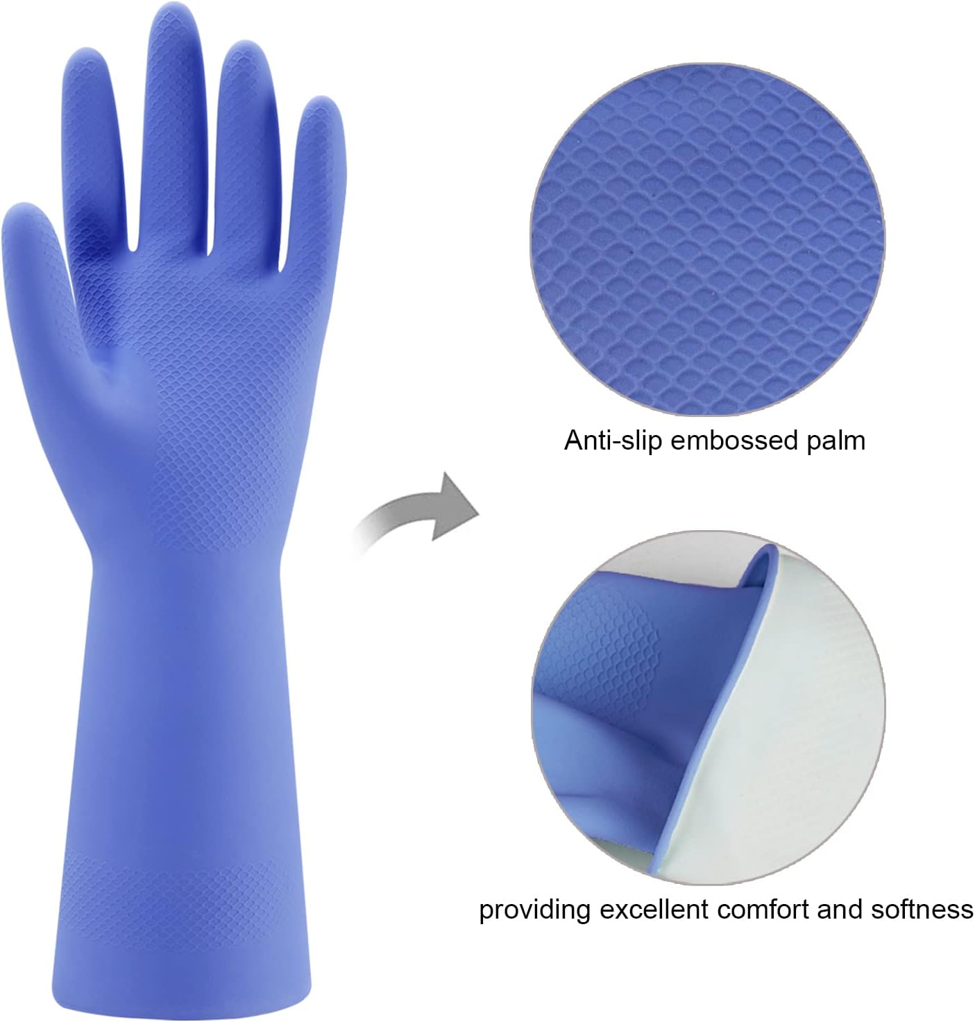 Rubber Kitchen Dishwashing Gloves - 4 Pairs Colorful Reusable Household Cleaning Gloves for Washing Dishes and Cleaning Tasks, Flexible Long-lasting and Non-Slip (Medium, Blue+Pink+Yellow+Red)
