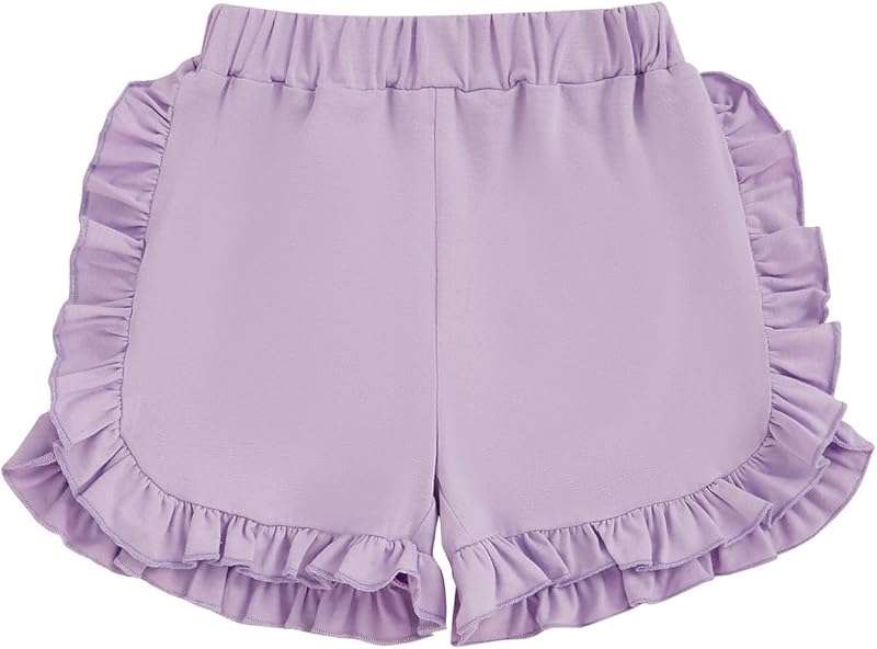 Toddler Baby Girl Ruffle Shorts Gingham Plaid/Solid Elastic Waist Shorts Pants Bottoms Casual Summer Outfit