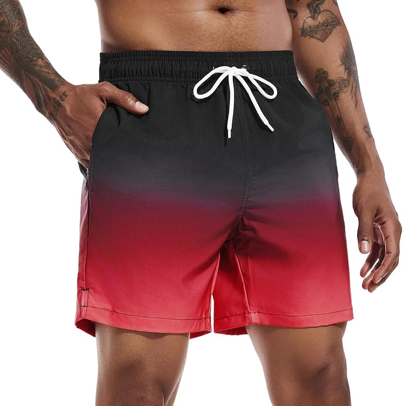 SILKWORLD Men's Swim Trunks Quick Dry Beach Shorts with Pockets