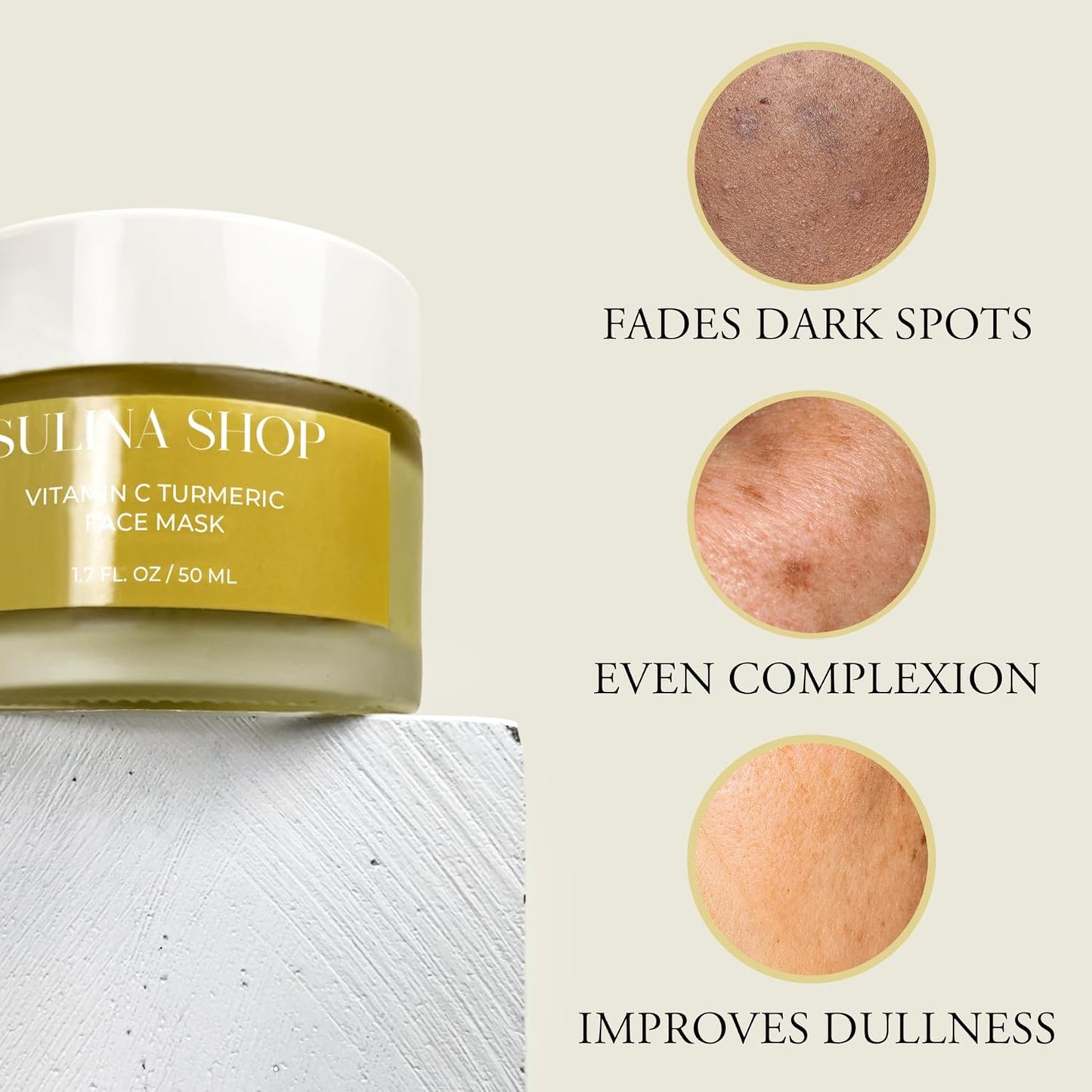 Turmeric Face Mask with Vitamin C, Brightening Face Mask, Turmeric Mask for Dark Spots, Post Blemish, Uneven Tone, Facial Clay Mask, Oil Controlling and Deep Cleansing Pores - Made in USA