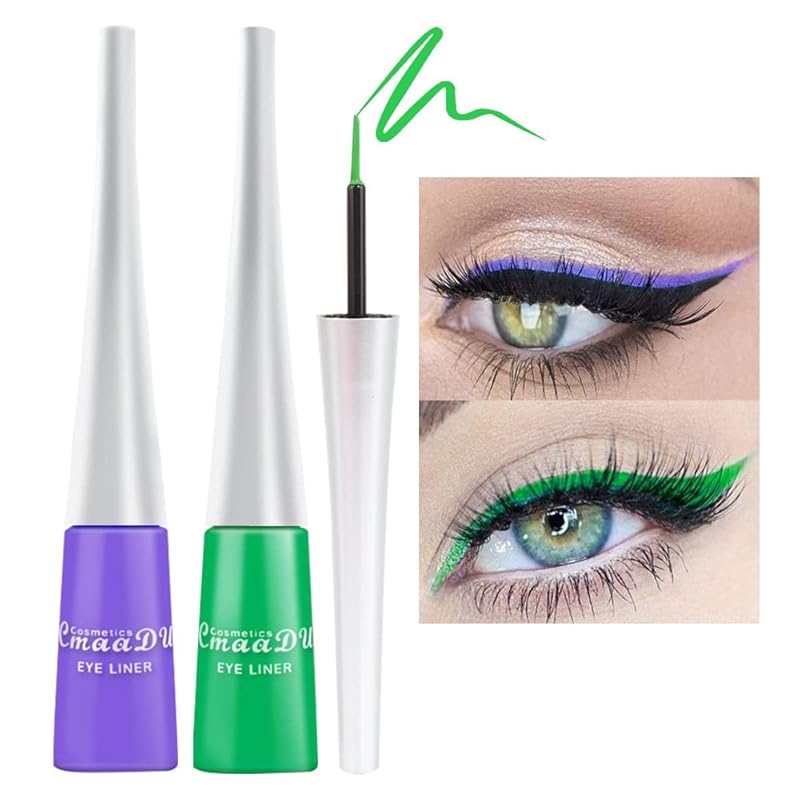 evpct 2Pcs White Black Liquid Eyeliner Set Waterproof White Eye Liners for Women Eyes Wing Eyeliner Stamps Shapes Colored Eyeliner delineador de ojos a prueba de agua contra el agua blanco para ojos