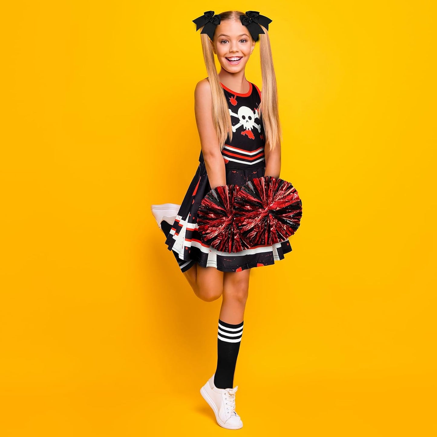 Liitrsh Cheerleader Costume Girls Cheerleading Halloween Cosplay Scary Outfit Bloody Dress Accessories for Party