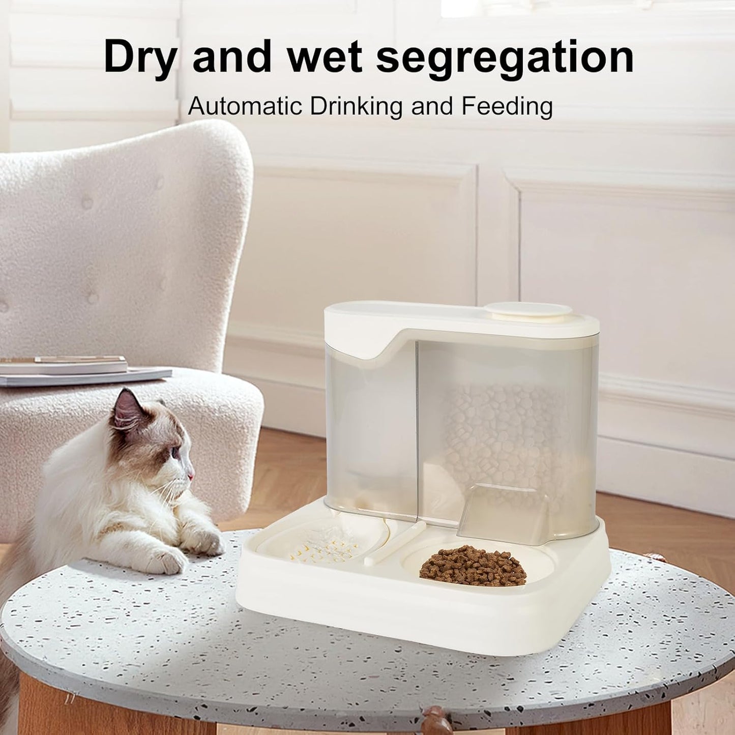 Gravity Pet Feeder and Water Dispenser Set, Automatic Dog Feeder and Dog Water Dispenser for Dogs Cats Pets Animals Large Capacity (White)