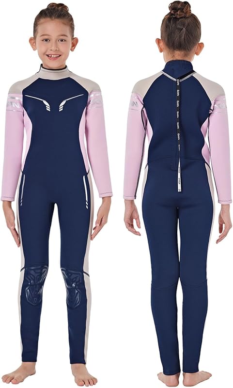 Goldfin Kids Wetsuit, Boys Girls 3mm Wet Suits Youth Toddler Neoprene Back Zip Keep Warm for Cold Water Swimming Diving Snorkeling Surfing Paddleboarding