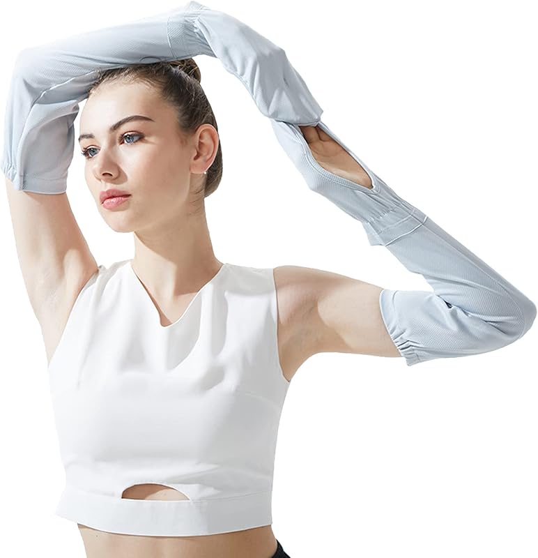 Driving Fingerless Sun Sleeves, Adjustable Arm Sleeve with Gloves, UV Protection Cooling Arm Cover for Gardening
