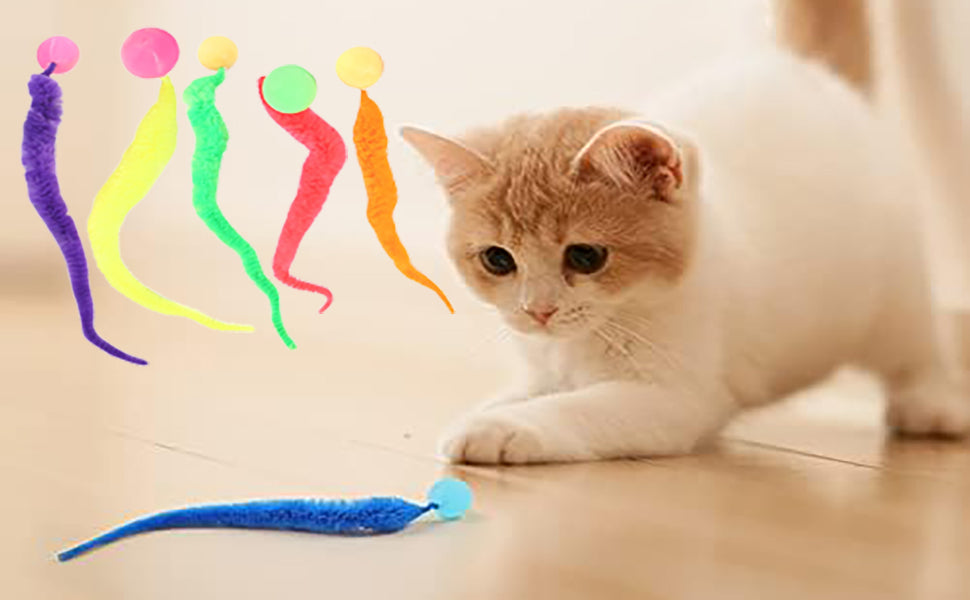 Yuannee Balle Chat,6 PCS Balle Interactive pour Chat avec Plumes Jouet Magique Rebondissant en Caoutchouc Multicolore Balles de Jeu d'Intérieur à Longue Queue Stimulation Motrice pour Chaton & Adulte