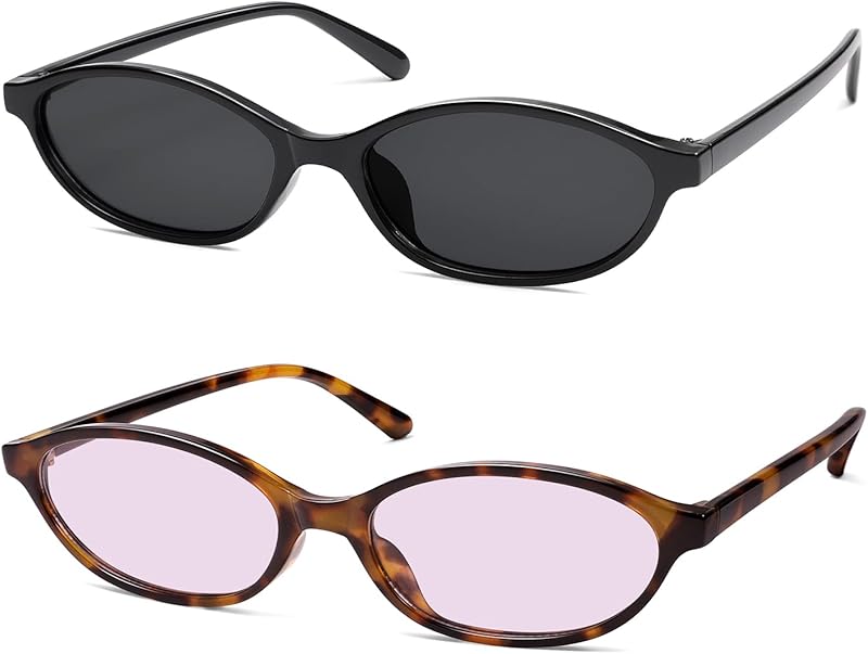 Retro Oval Cat Eye Sunglasses for Women Y2k Trendy Narrow Sunnies Designer Sun Glasses AR82253