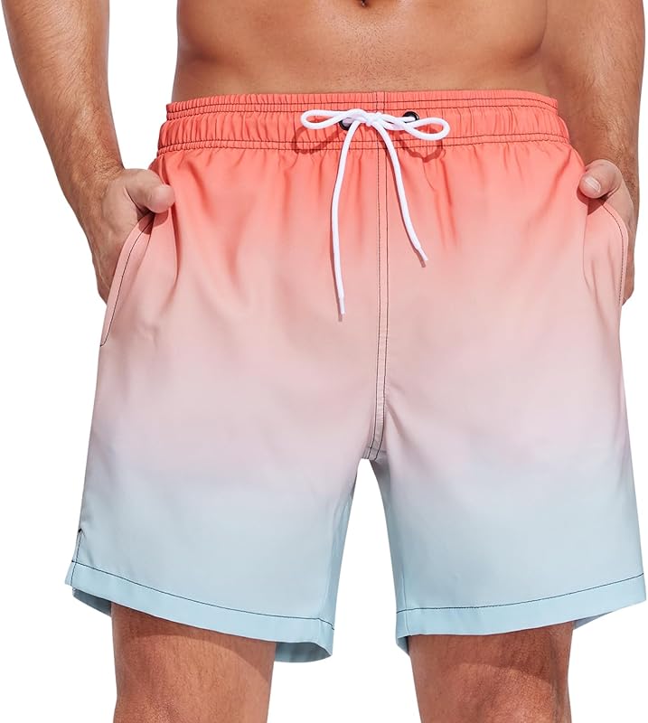SILKWORLD Men's Swim Trunks Quick Dry Beach Shorts with Pockets