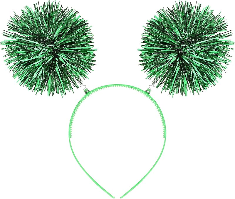 Foil Strips Pom Pom Headband Tinsel Fashion Headband Fluffy Ball Hair Loop Cosplay Hair Accessory for Women Girl Party
