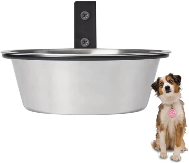 Lot de 2 gamelles murales pour chien en acier inoxydable à suspendre - Gamelles surélevées et pliables pour nourriture et eau - Pour animal domestique, chat, lapin d'Inde (30 x 7 cm)