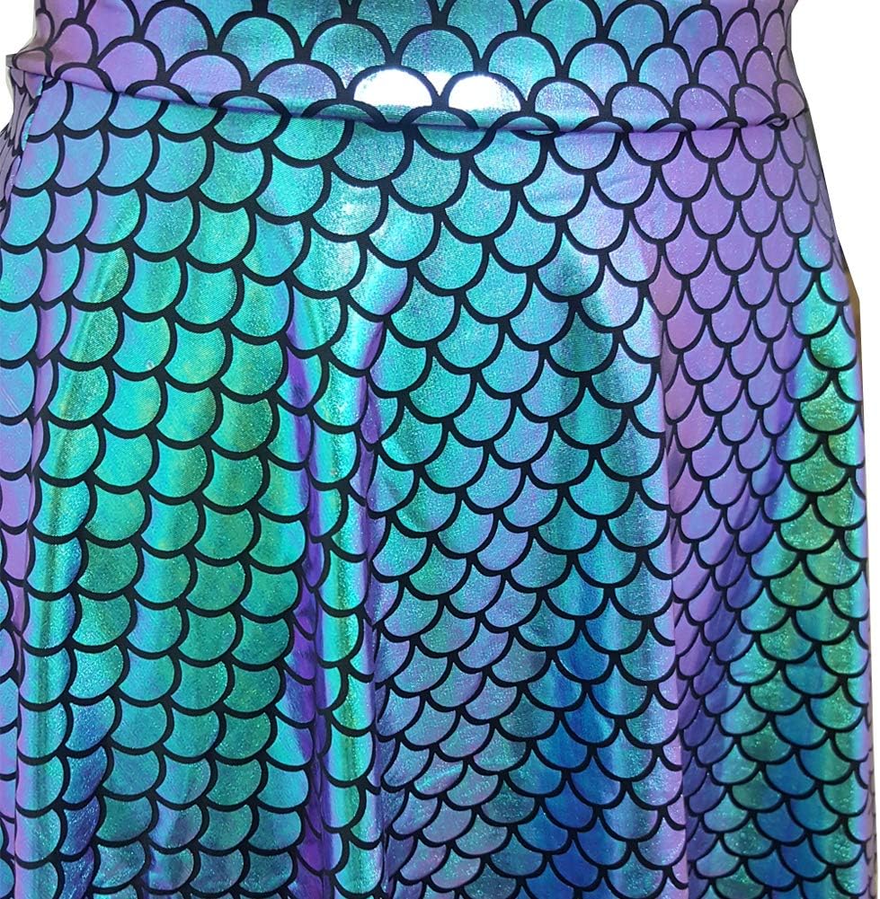 pinda Rave Bottoms Outfits Iridescent Mermaid Party Supplies Holographic High Waisted Flare Skater Skirt