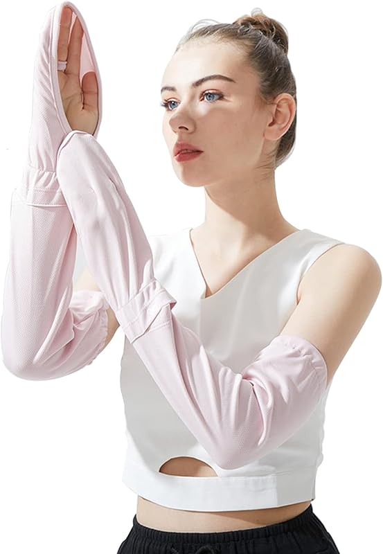 Driving Fingerless Sun Sleeves, Adjustable Arm Sleeve with Gloves, UV Protection Cooling Arm Cover for Gardening
