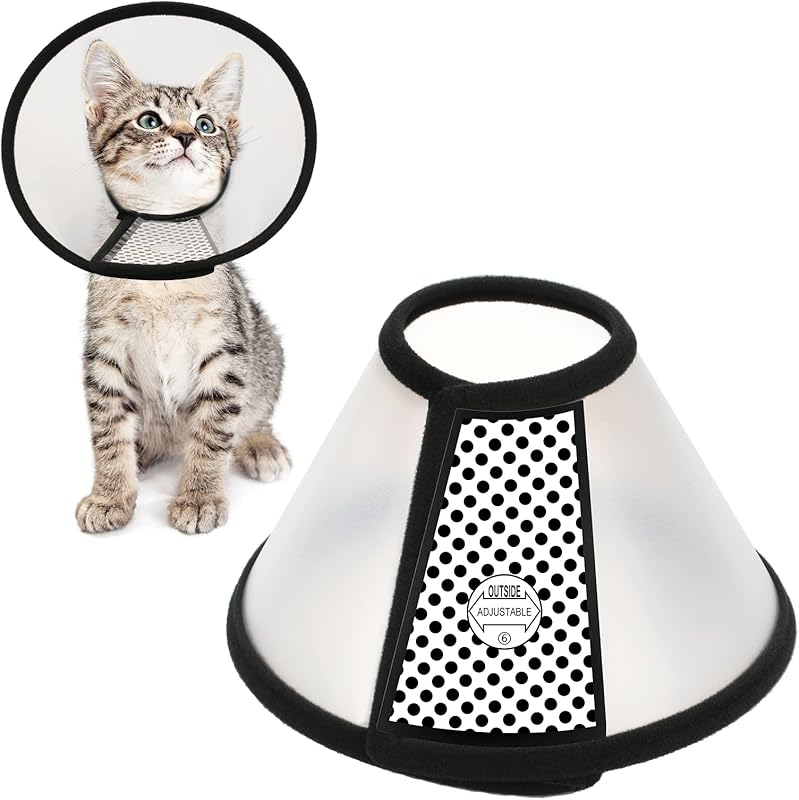 Depets Cat Cone Collar Soft, Adjustable Lightweight Cat Recovery E Collar to Stop Licking for Kitten Puppies Rabbits, Waterproof Pet Cone for Small Animal After Surgery Grooming, Neck Girth 7 in