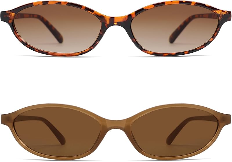 Retro Oval Cat Eye Sunglasses for Women Y2k Trendy Narrow Sunnies Designer Sun Glasses AR82253