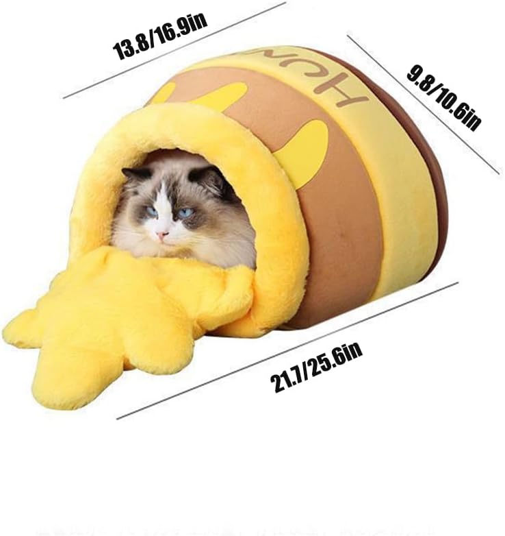 Hunny Pot Cat Bed, Hunny Pot Cat Bed for Large Medium Cats Cozy Memory Foam, Easy Clean, Durable Design, Stylish Home Decor (Medium)