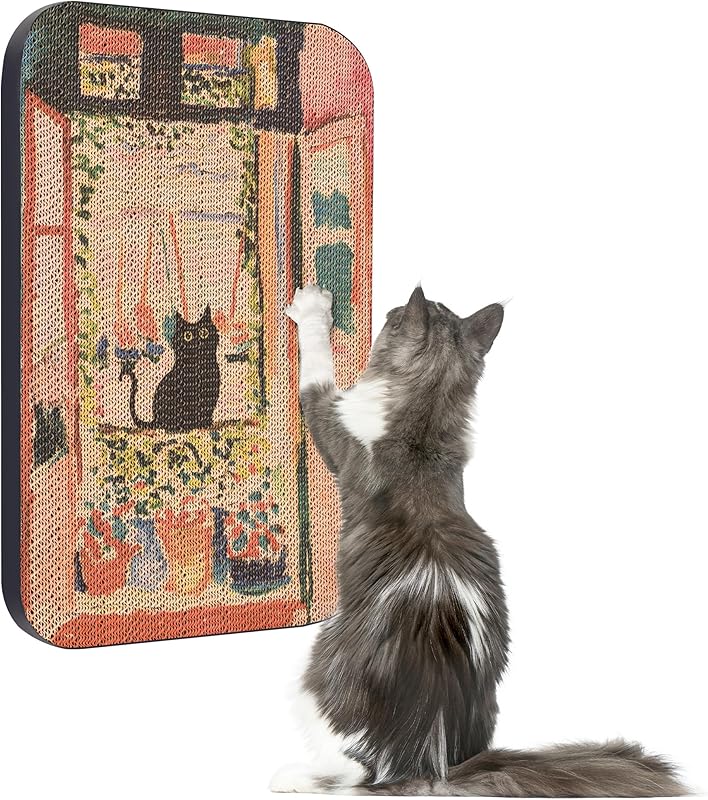 Art Cat Wall-Mountable Scratching Board 16.7x11x1 Inch Cat Wall Scratch Pad and Scratcher for Indoor Cats Furniture Protector(Flower Garden)