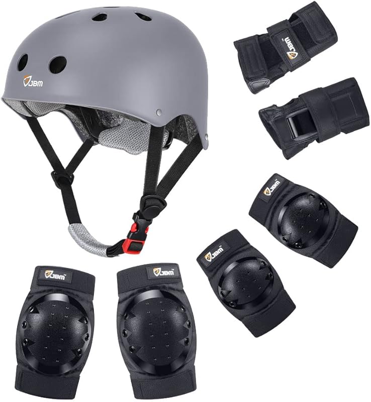 JBM Skating Protective Gear Adult Skateboard Helmet Knee and Elbow Pads with Wrist Guards for Inline Roller Skating, Skateboarding, Scootering