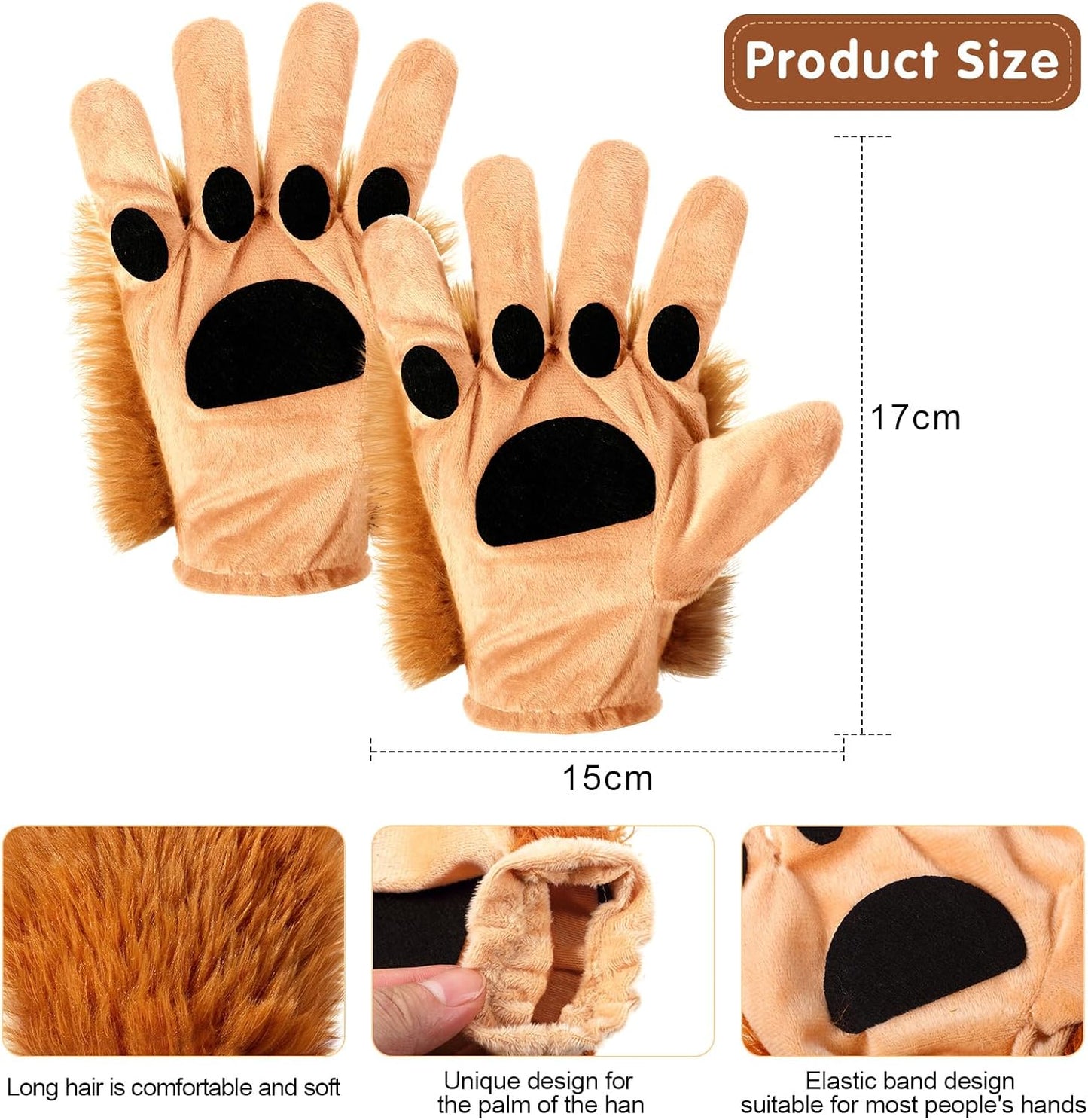 Geyoga Halloween Lion Costume Set Lion Animal Ears Headband Gloves Tail Bow Tie Gold Tutu Skirt Animal Fancy Costume Kit Accessories for Girls