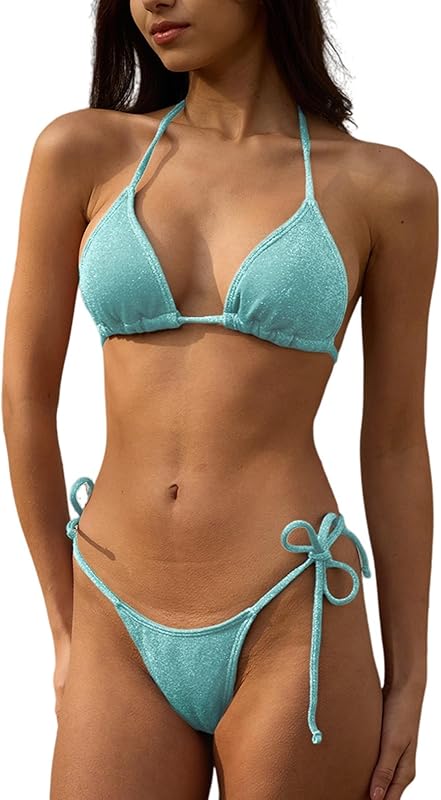 Bikini Sets Women Thongs Cheeky Two Piece Swimsuit Sexy Swimwear Triangle Cute Bathing Suit String