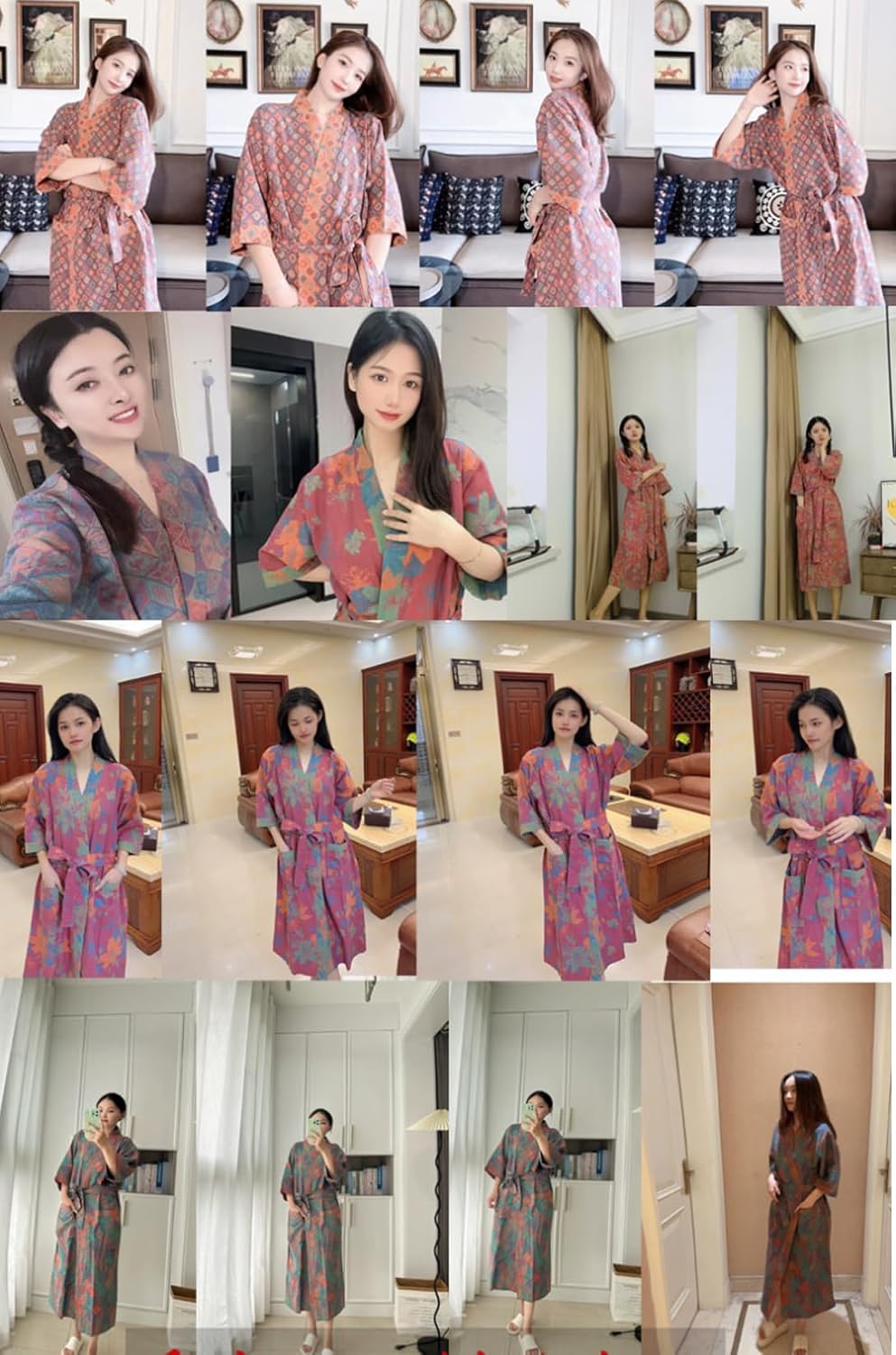 PRINCESS BRIDE 3/4 Sleeve Close Skin Cotton Gauze Summer Breathable Soft Pajamas Spa Bath Quick Dry Robe for Couples