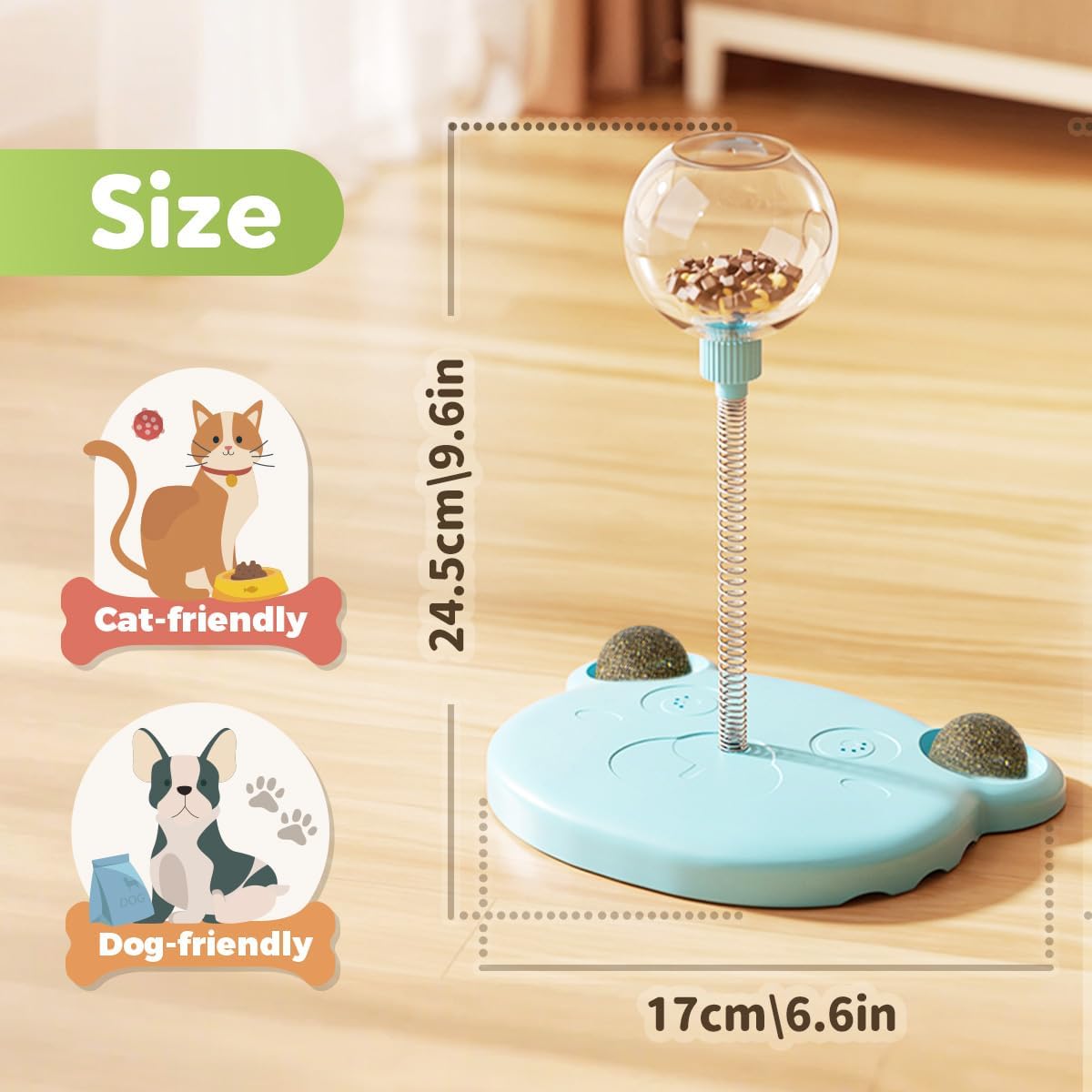 Pet Toy Treat Dispenser, 2025 New Interactive Pet Toy, Treat Dispensing Dog Toys, Treat Dispensing Ball for Indoor Dog and Cat (Blue1-1pcs)