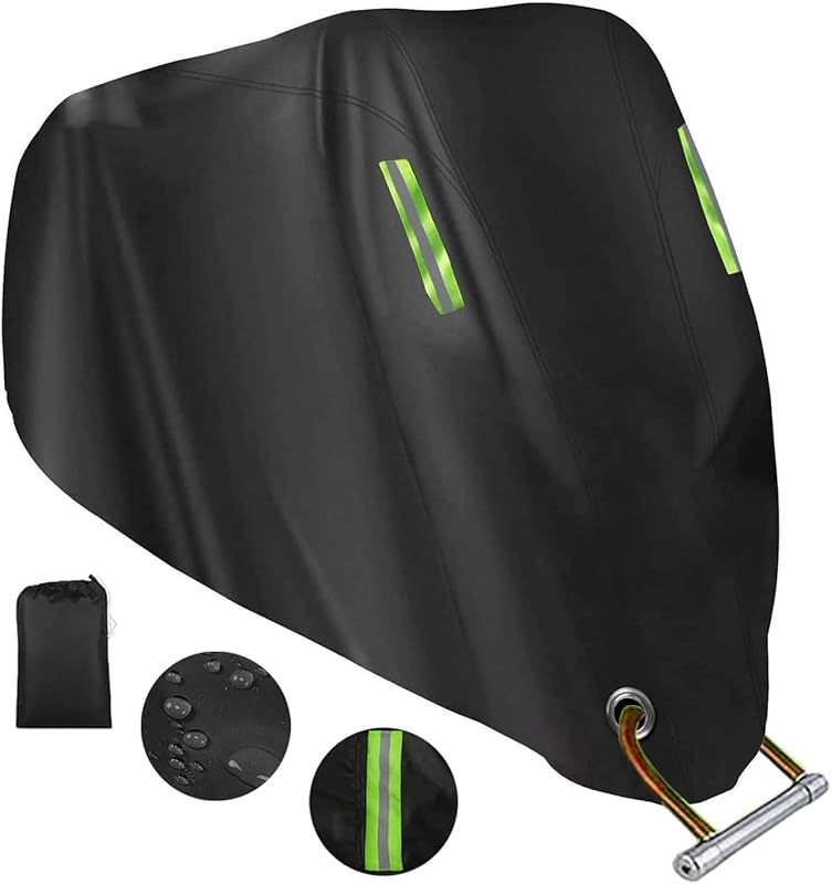 Motorcycle Cover All Season,Universal Weather Quality Waterproof Sun Outdoor Protection Scooter Shelter Tear Proof Night Reflective & Lock-Holes Storage Bag Fits up to 105" Motorcycles Vehicle