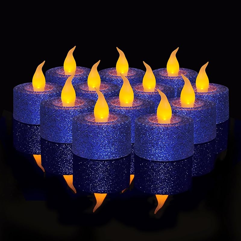FURORA LIGHTING Pink Glitter LED Tealight Candles Pack of 12, Flameless Flickering Tealight Candles for Home Décor, 1.5’’(W) x 1.65’’(H), Battery Operated
