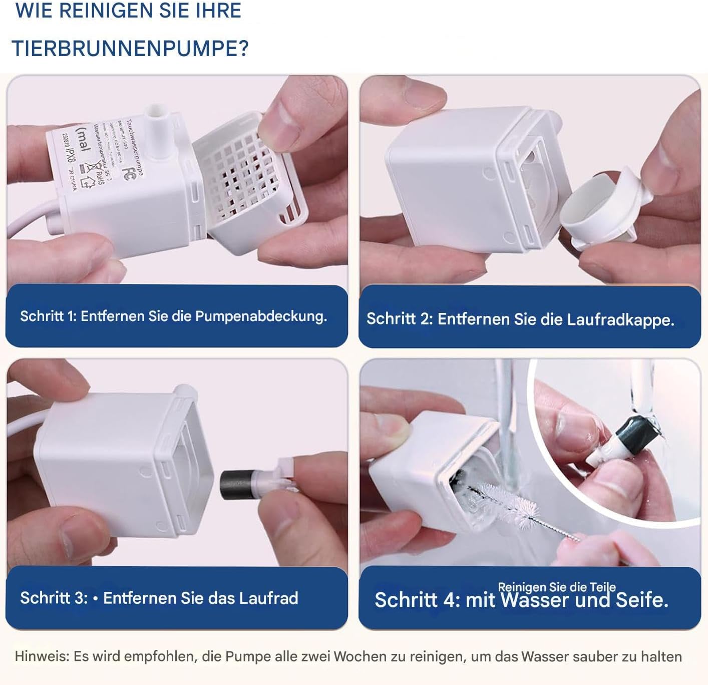 Katzen Trinkbrunnen Pumpe - Ersatzpumpe Für Katzenbrunnen Tränkesysteme | Leiser Energiesparender Tauchmotor Mit Niedrigem Stromverbrauch