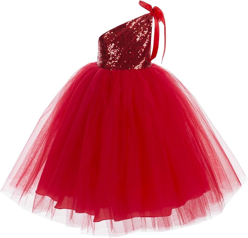 ekidsbridal One-Shoulder Sequin Tutu Flower Girl Dress Corset Dress Wedding Pageant Dresses Ball Gown Tutu Dresses