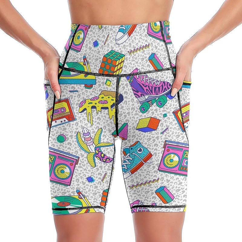 High Waist Workout Yoga Shorts for Women with Pockets Tummy Control Yoga Leggings Running Gym Biker Shorts