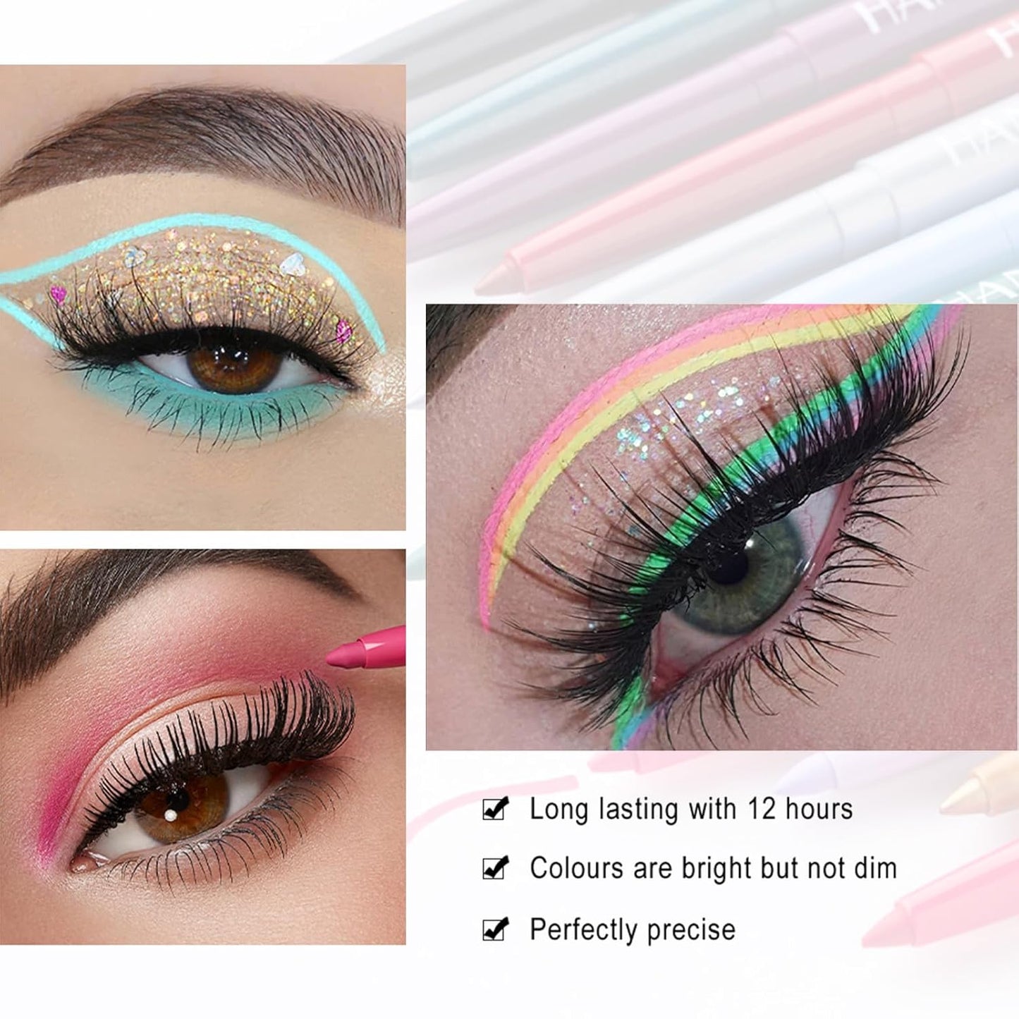 Eyeliner Pencil, Waterproof Eyeliner Long-lasting, Light-blue Eyeliners, High-Pigmented Colorful Eyeliners Easy To Use Eye Liner Pen for Women, Light-blue