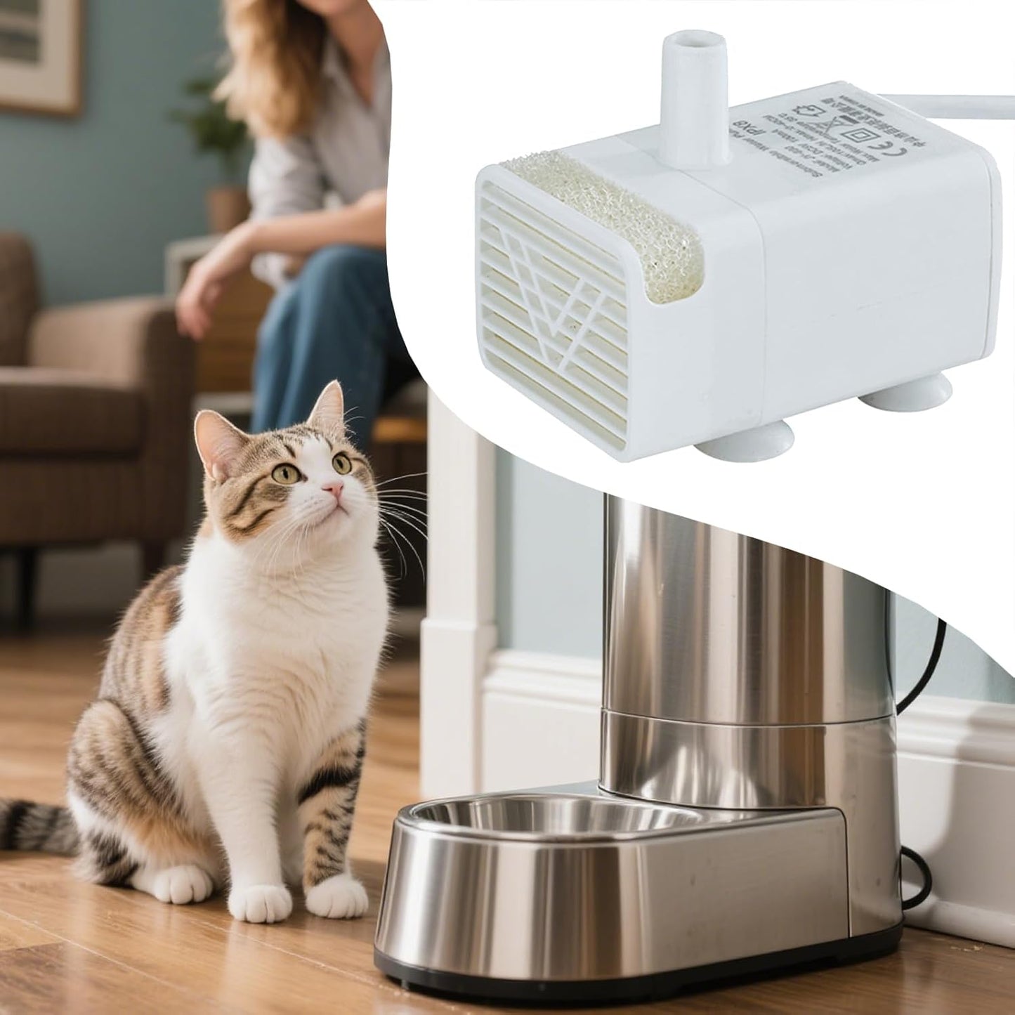 Katzen Trinkbrunnen Pumpe - Ersatzpumpe Für Katzenbrunnen Tränkesysteme | Leiser Energiesparender Tauchmotor Mit Niedrigem Stromverbrauch
