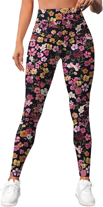 Leggings for Women Workout Funny Printed Gym Athletic Womens Yoga Pants Camo Print Legging Camouflage Floral Tropical Pants