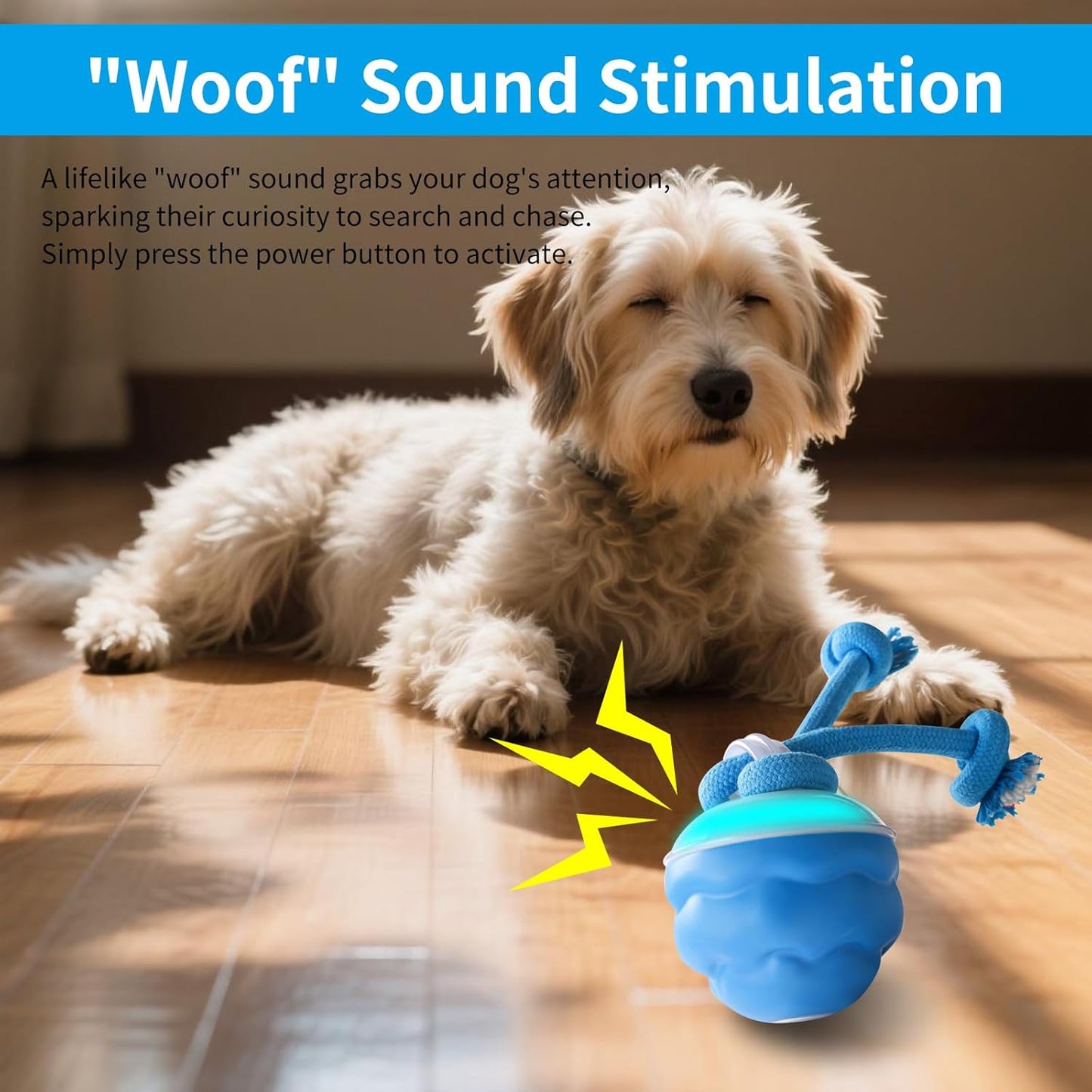 Interactive Dog Toys Ball, Automatic Moving Rolling Pet Toy with Touch Activated, Active Rolling Ball Products for Puppy Small Medium Dogs, Squeaky, USB Rechargeable, Keep Them Busy (Blue)